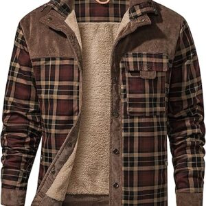 Men's Sherpa Lined Plaid Flannel Jacket