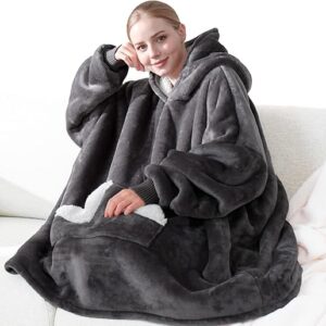 Oversized Sherpa Fleece Sweatshirt Blanket with Giant Hood