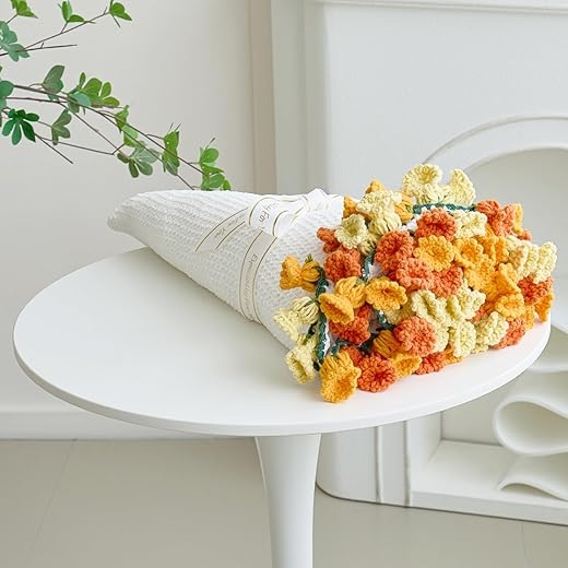 Crochet Flower Bouquet Throw Blanket
