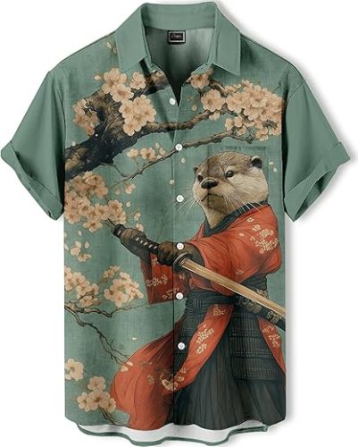 Japanese Art Style Men’s Otter Hawaiian Shirt