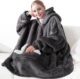 Oversized Sherpa Fleece Sweatshirt Blanket with Giant Hood