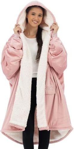 Sherpa Lined Microfiber Fleece Wearable Blanket
