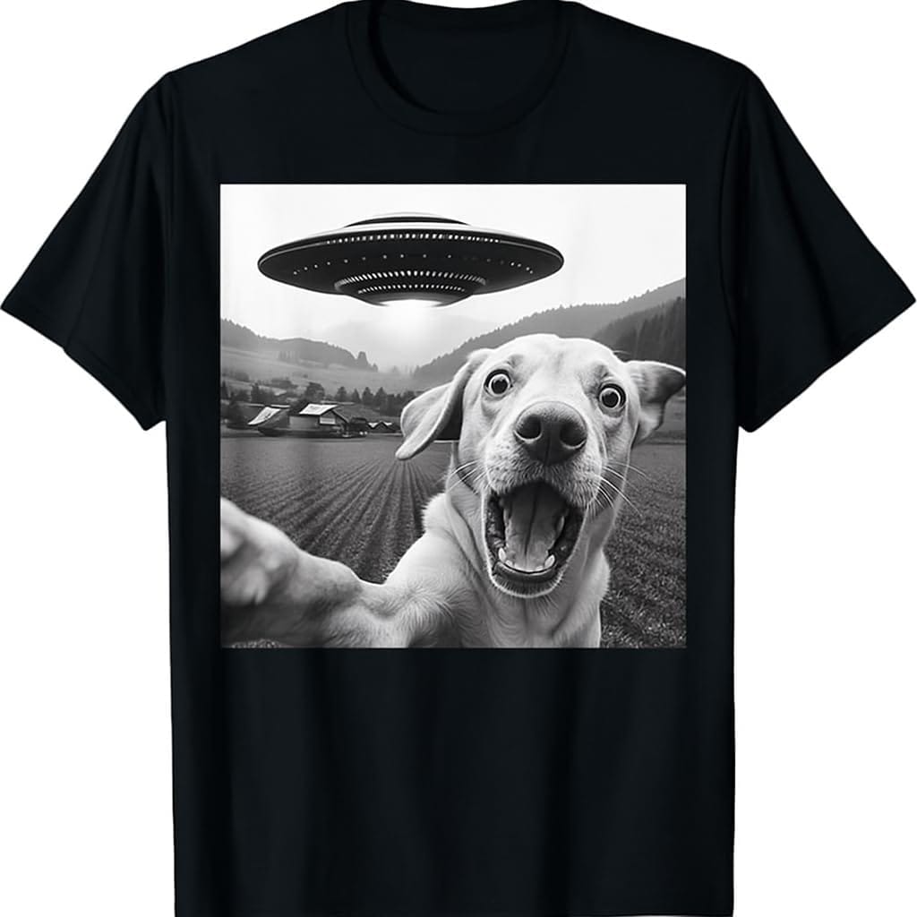 UFO Dog Selfie T-Shirt